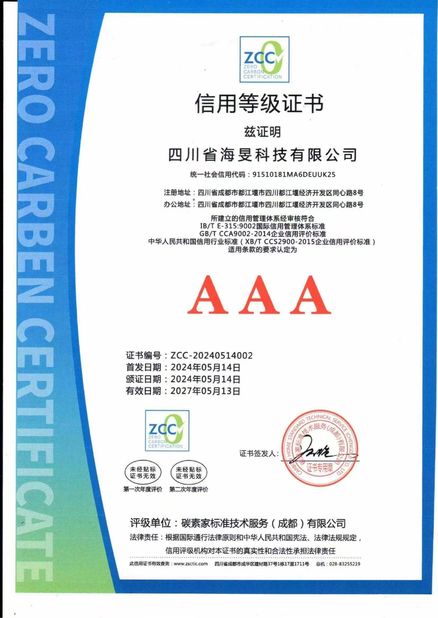 Китай Sichuan Haimin Technology Co., Ltd Сертификаты