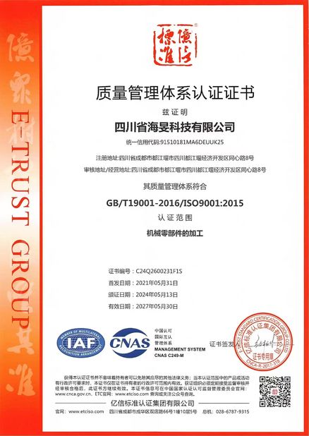 Китай Sichuan Haimin Technology Co., Ltd Сертификаты